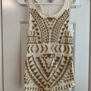 Lucky Brand Gold embroidered tank